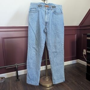 FACONNABLE Vintage Logo Embroidered Light Blue Men's Straight-Leg Denim Jeans